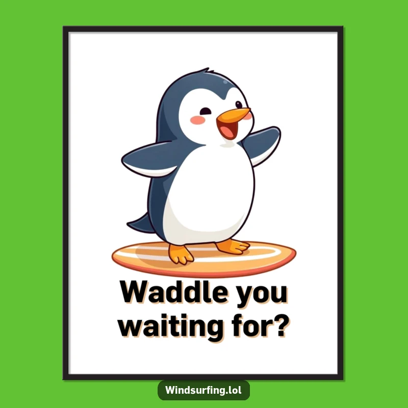 Funny Free Printable Wall Art: Penguin Surfing, Cool Downloadable Decor!