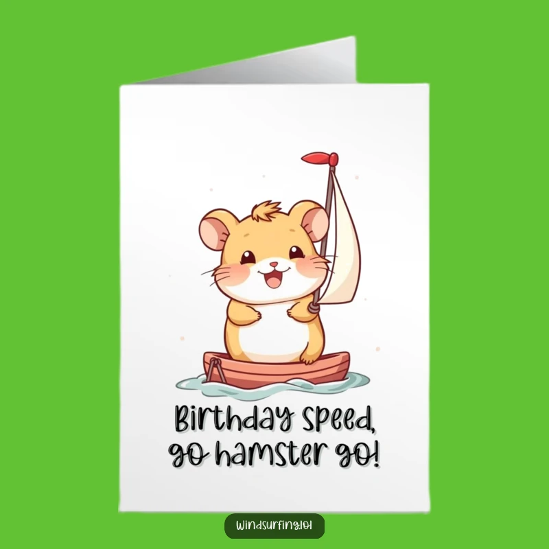 Free Printable Birthday Card: Hamster Sailing - Funny Downloadable Gift