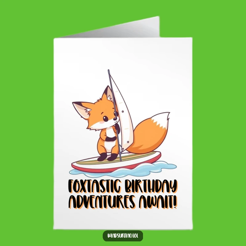 Free Printable Birthday Card: Fox Surfer Gets Ready - Funny Downloadable Gift!