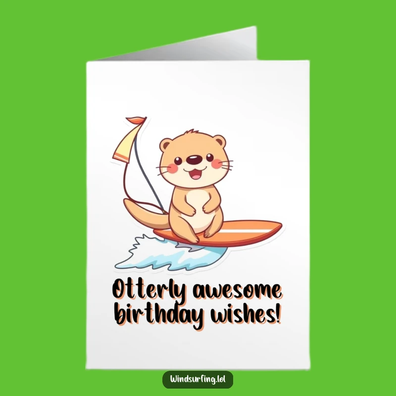 Free Printable Birthday Card: Funny Otter Surfing, Perfect Downloadable Gift!