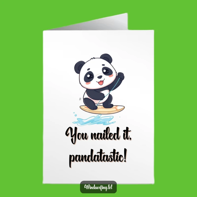 Free Printable Congrats Card: Panda Windsurfer, Hilarious Downloadable Gift