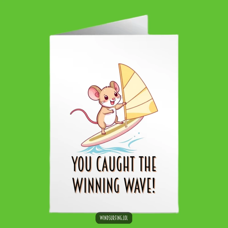 Free Printable Congrats Card: Mouse Windsurfer - Funny Downloadable Celebration
