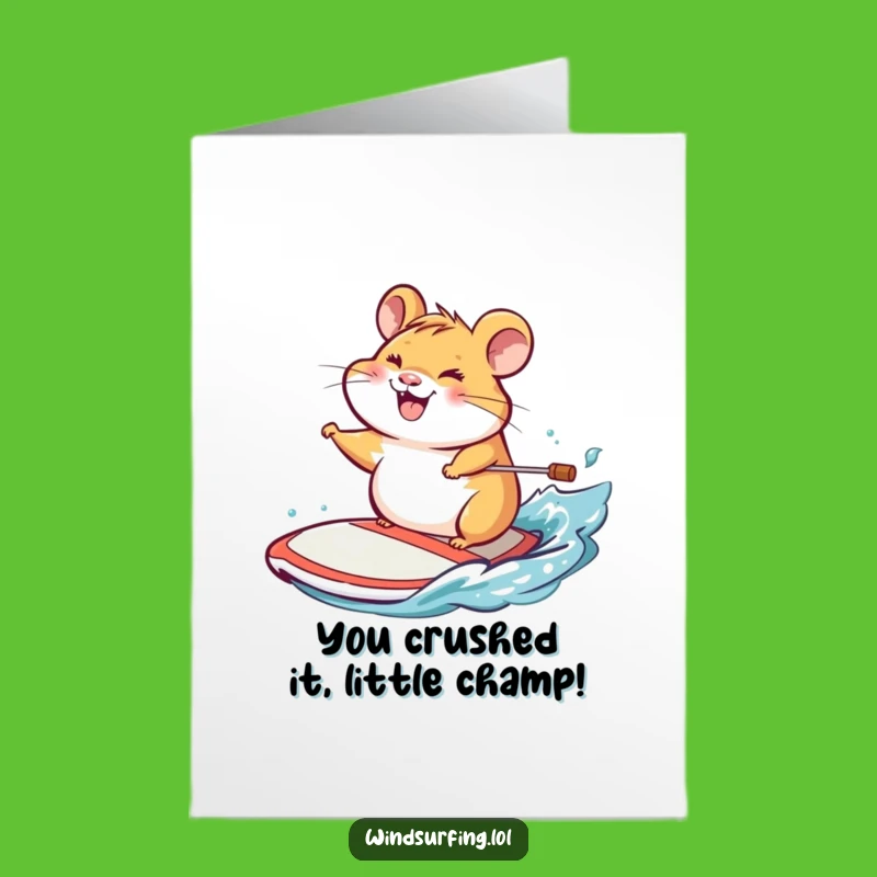 Free Printable Congrats Card: Hamster Windsurfer Victory, Funny Downloadable Gift