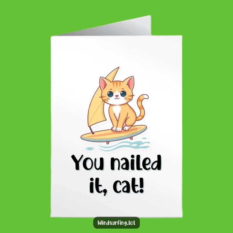 Free Printable Congrats Card: Cat's Balance Act, Best Downloadable Gift!