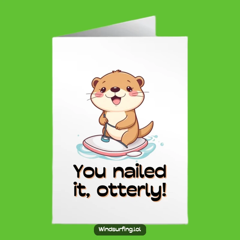 Free Printable Congrats Card: Otter Surfer, Funny Downloadable Gift for Victories