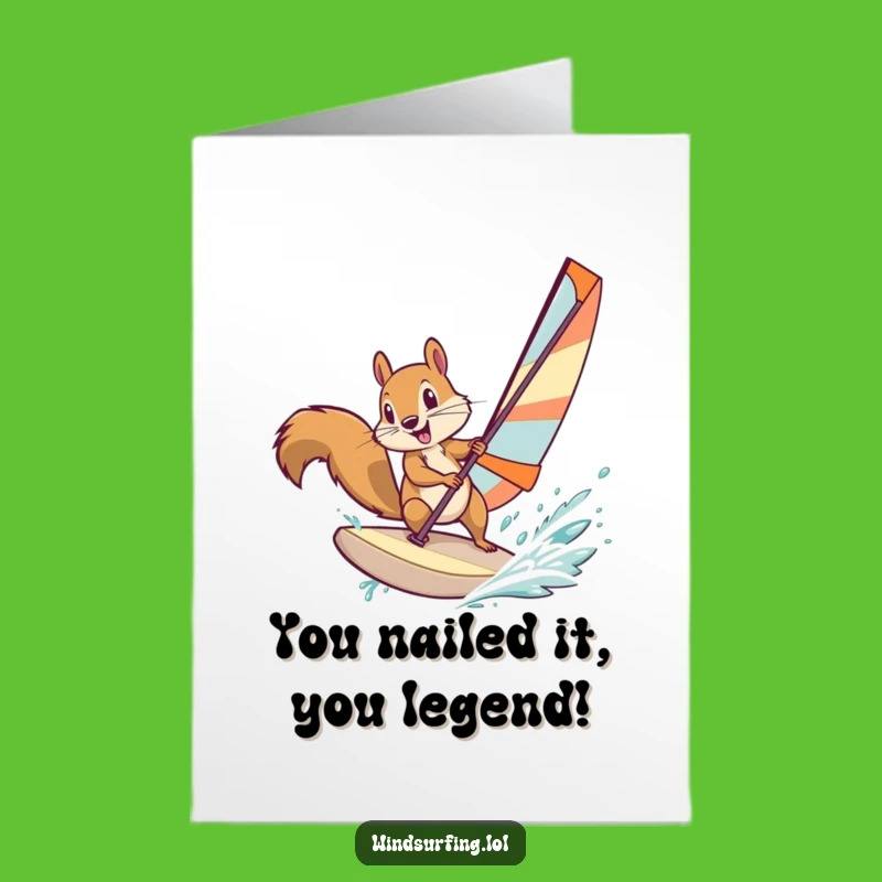 Free Printable Congrats Card: Hilarious Squirrel Windsurfer, Awesome Downloadable Gift!