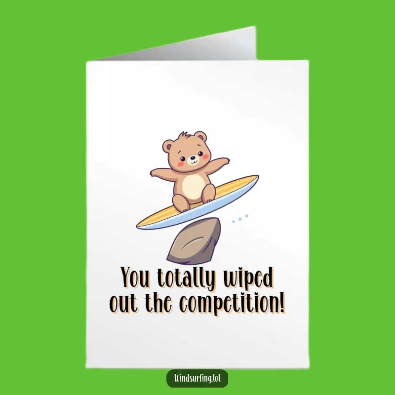 Free Printable Congrats Card: Surfing Bear, Awesome Downloadable for Big Achievements