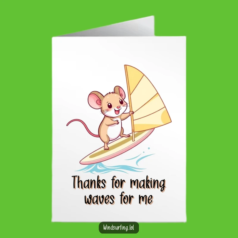 Free Printable Thank You Card: Mouse Windsurfer - Funny Gratitude Gift