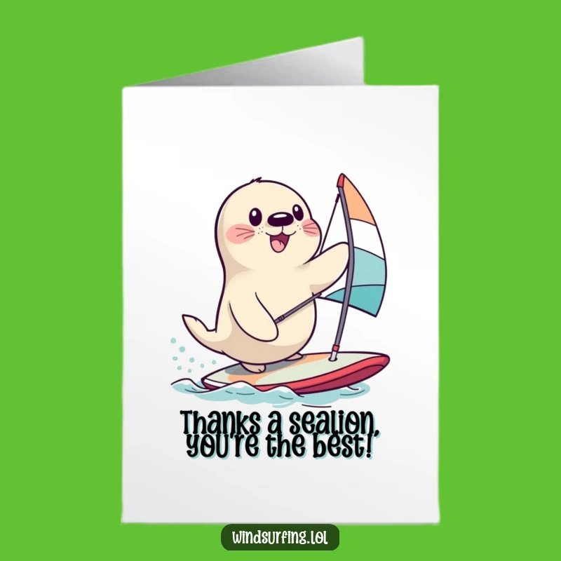 Free Printable Thank You Card: Seal Windsurfing Oops, Express Gratitude with Humor