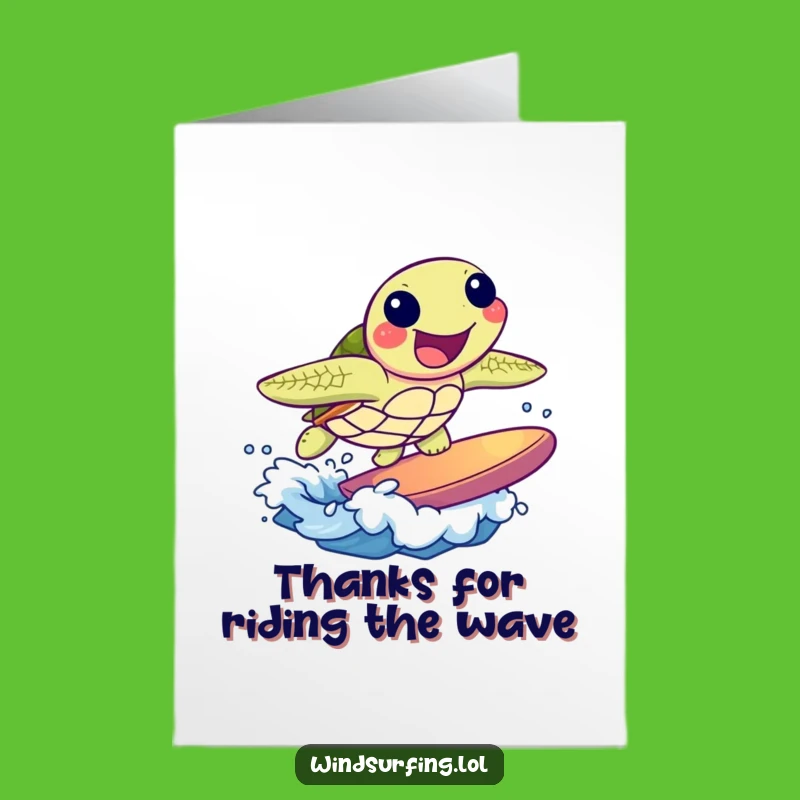 Free Printable Thank You Card Surfing Turtle Character Thanks Downloadable Gift