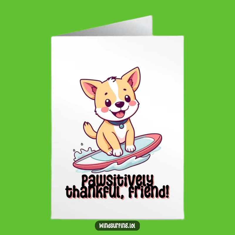 Free Printable Thank You Card: Windsurfing Dog Grateful Funny Downloadable Gift