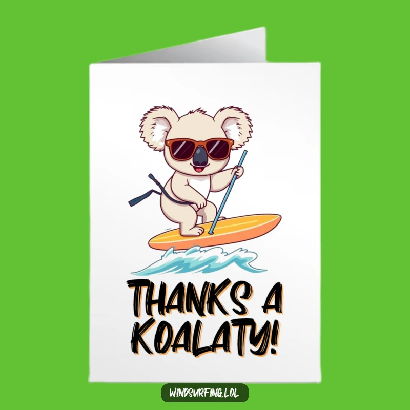 Free Printable Thank You Card: Koala Windsurfing Gratitude - Unique Downloadable Gift Idea