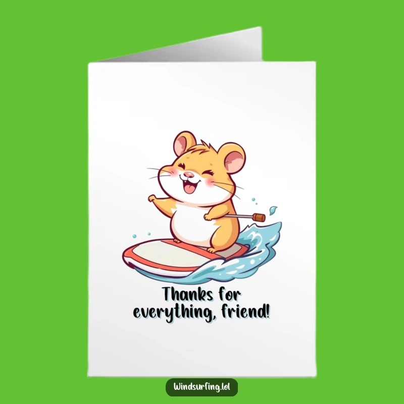 Free Printable Thank You Card: Hamster Windsurfer's Thanks, Funny Downloadable Gift