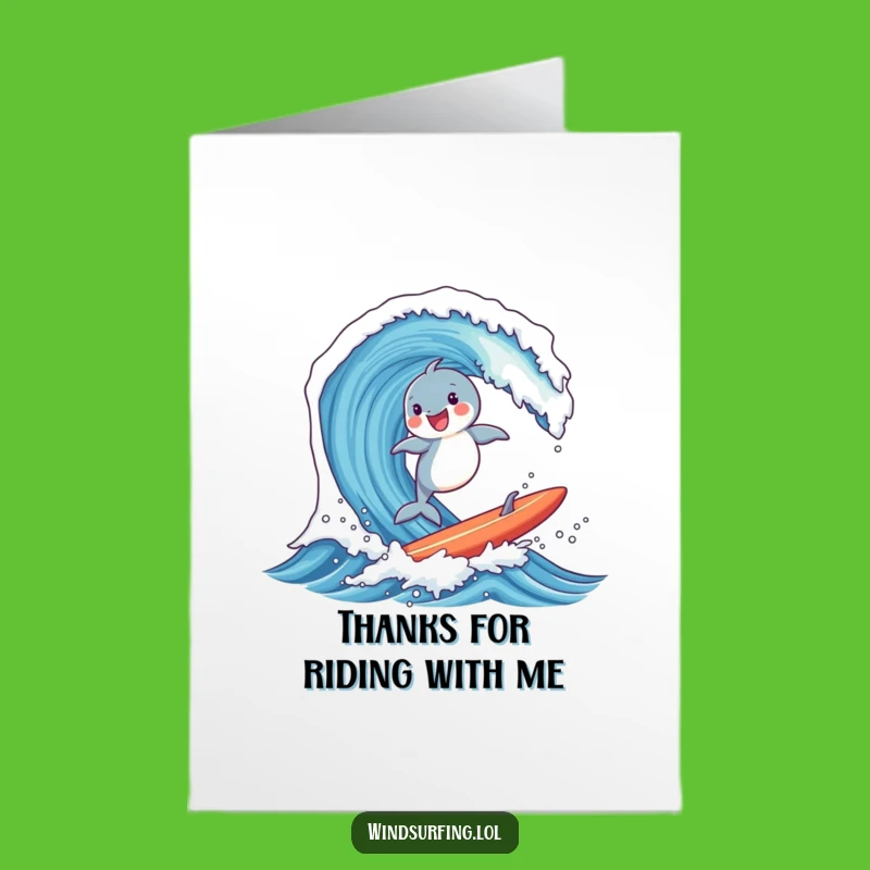 Free Printable Thank You Card: Surfing Dolphin - Humorous Downloadable Gratitude!