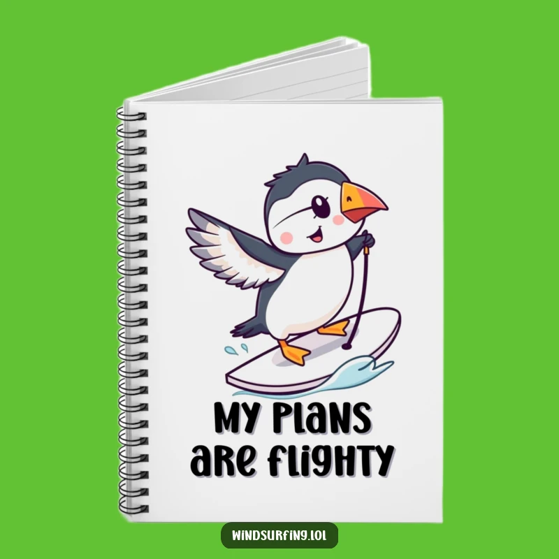 Funny Puffin Windsurfing Notebook - Jot Down Notes with a Smile