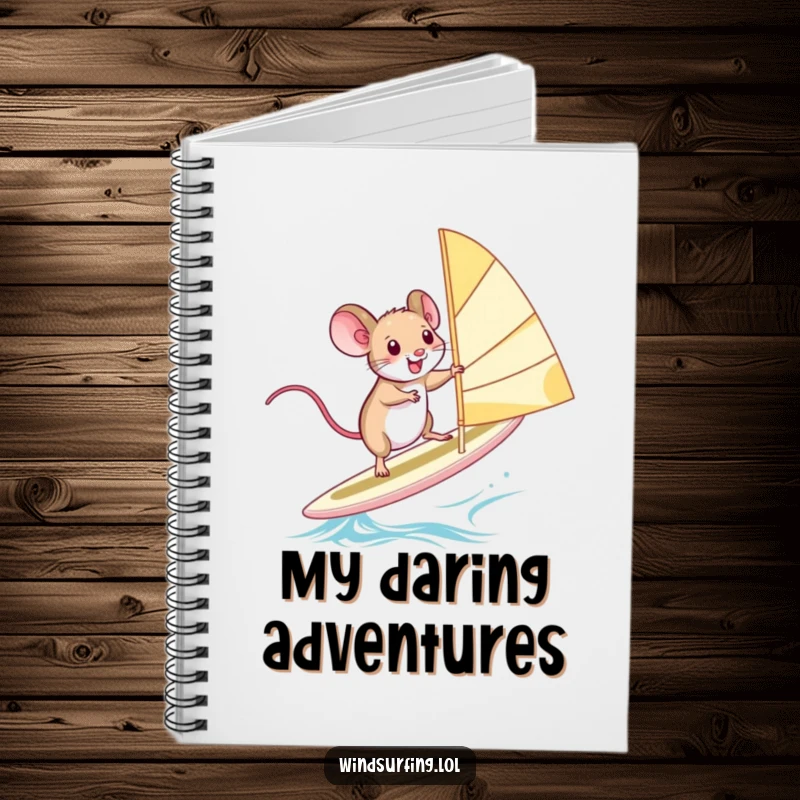 Funny Notebook: A squealing mouse windsurfing precariously, inspiring notes on adventure and daring feats.