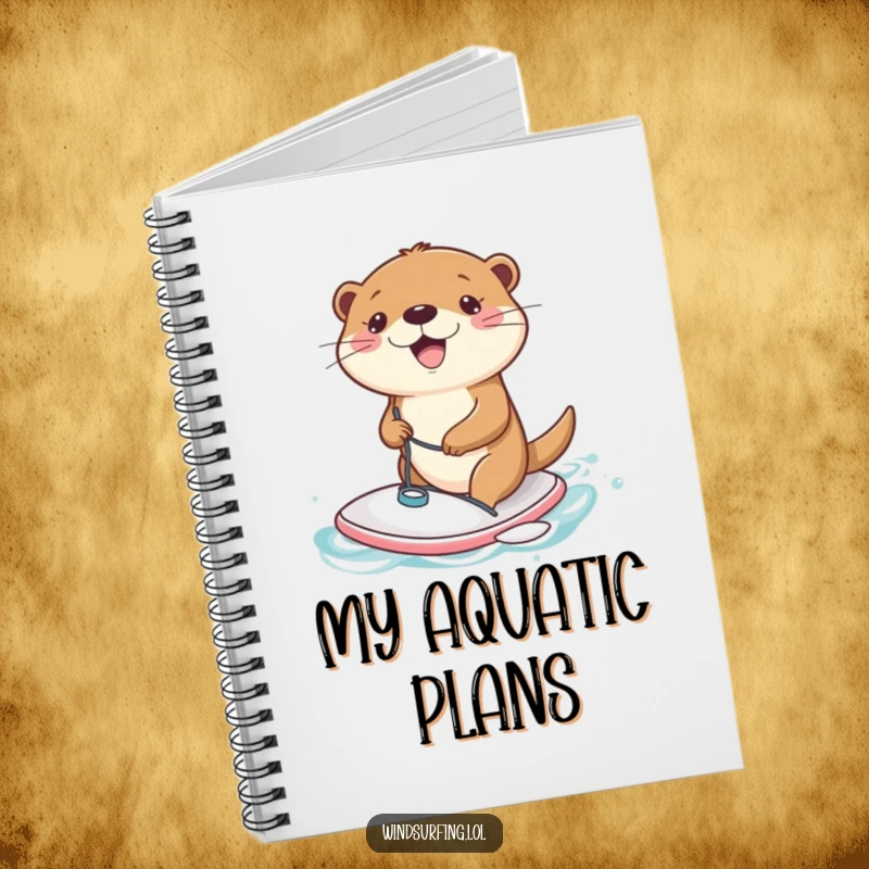 Funny Notebook: A joyful otter windsurfing on a tiny board, perfect for jotting down notes and creative ideas.