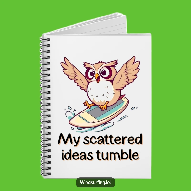 Funny Surprised Owl Windsurf Notebook: Mishap Notes, Perfect Funny Gift Journal