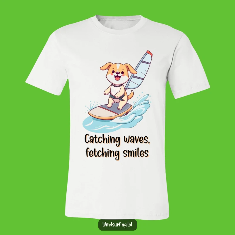 Funny Happy Dog Windsurf T-Shirt: Catch the Wind in Style with this Energetic Tee, Awesome Funny Gift!