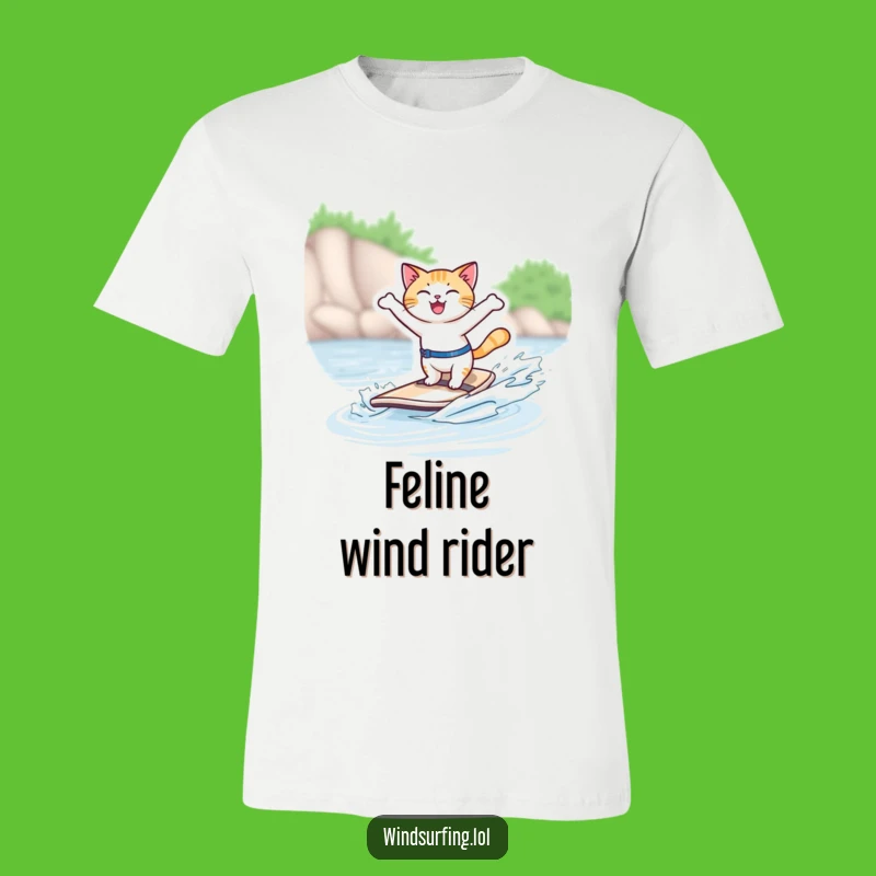 Funny Windsurfing Cat T-Shirt: Ride the Waves of Laughter with This Hilarious Feline Tee