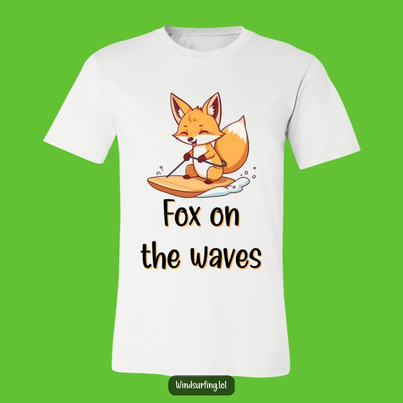 Funny Fox Windsurfing Tongue T-Shirt - Quirky Beach Tee
