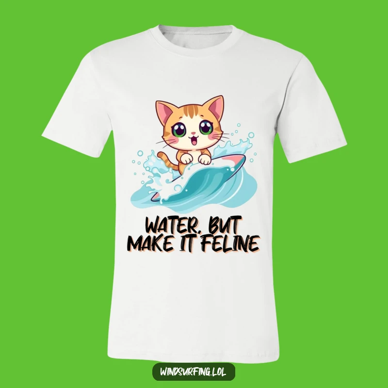 Funny Surprised Cat Windsurf T-Shirt: Catch a Wave of Laughs in this Tee, Awesome Funny Gift!