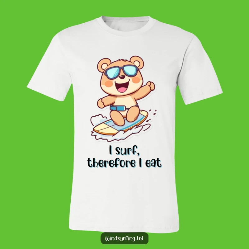 Funny Windsurfing Bear T-Shirt: Ride the Waves of Laughter with This Hilarious Bruin Tee