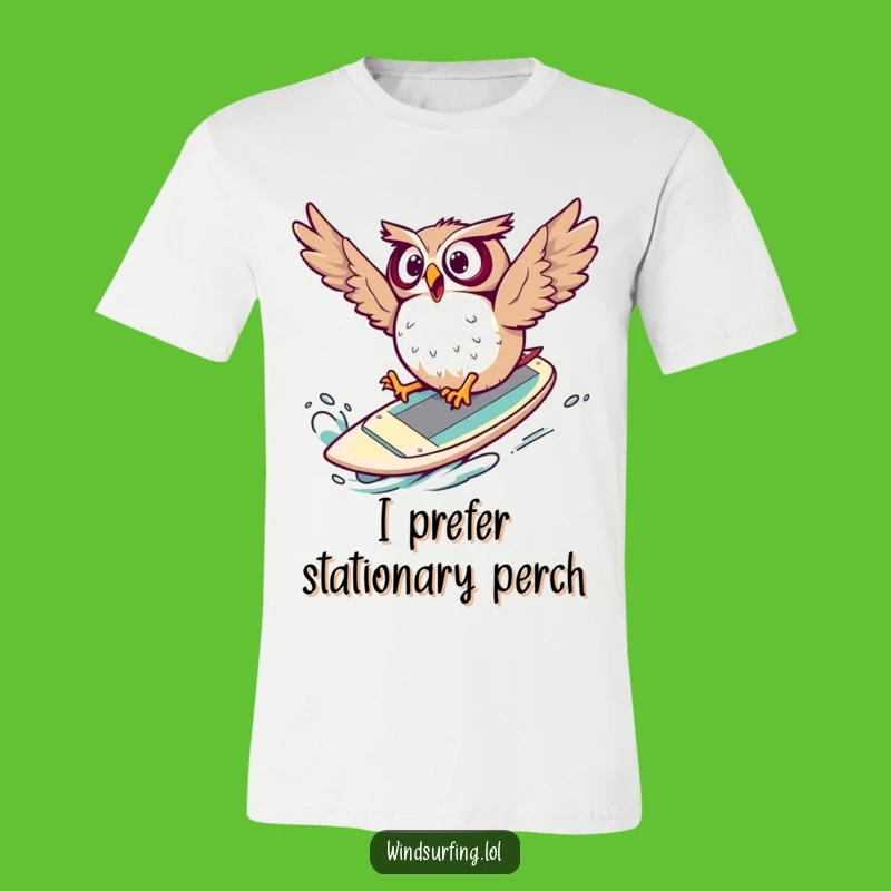 Funny Surprised Owl Windsurf T-Shirt: Epic Tumble Graphic, Cool Funny Gift
