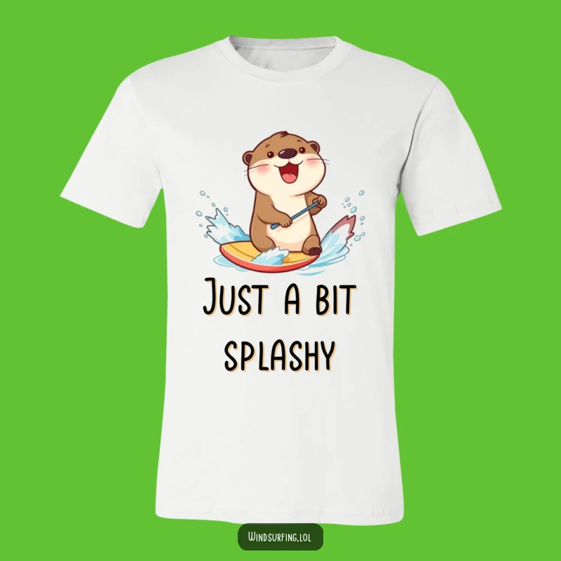 Funny Otter Windsurfing T-Shirt: Splashing Fun Otter, Comical Beach Wear Gift