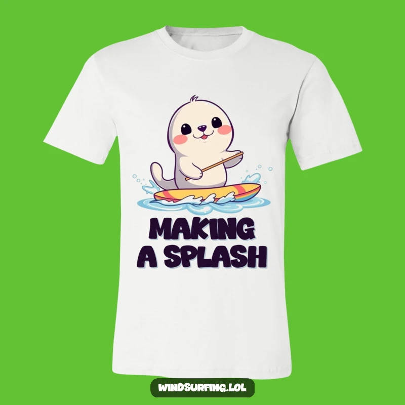 Funny Seal Windsurfing T-Shirt: Hilarious Splashing Seal Gift