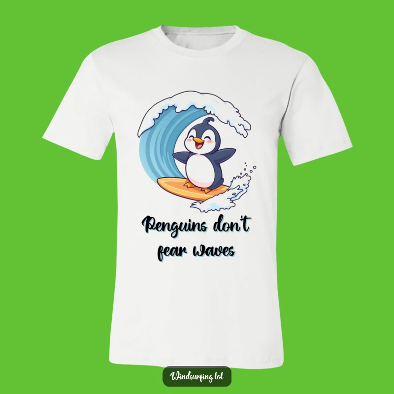 Funny Penguin Surfing T-Shirt: Laughing at the Wave, Hilarious Beach Wear Gift