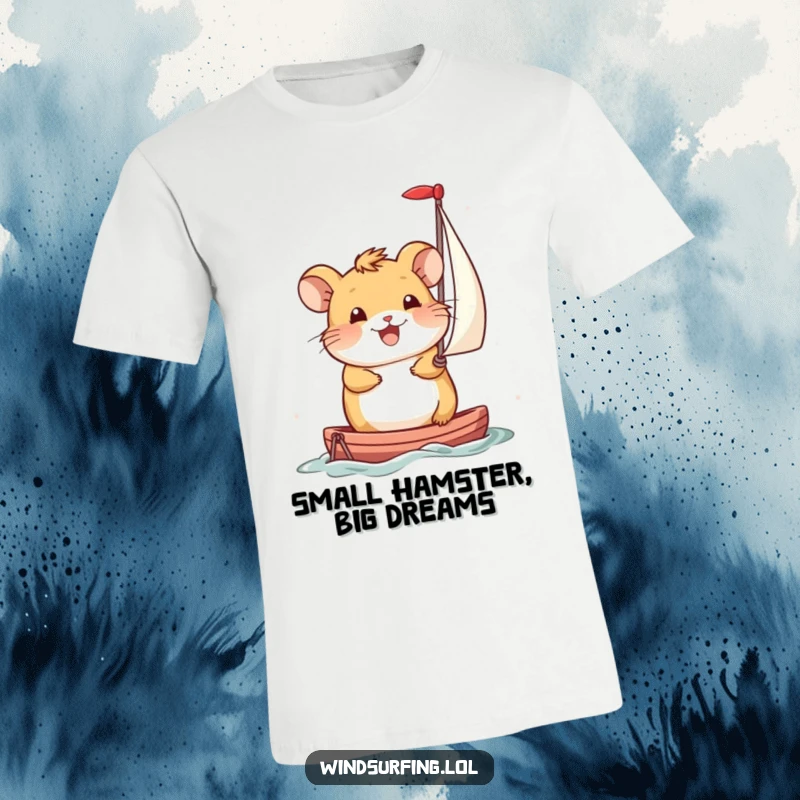 Funny T-Shirt: A happy hamster propels itself with a miniature sail, a humorous depiction of self-driven success and joy.