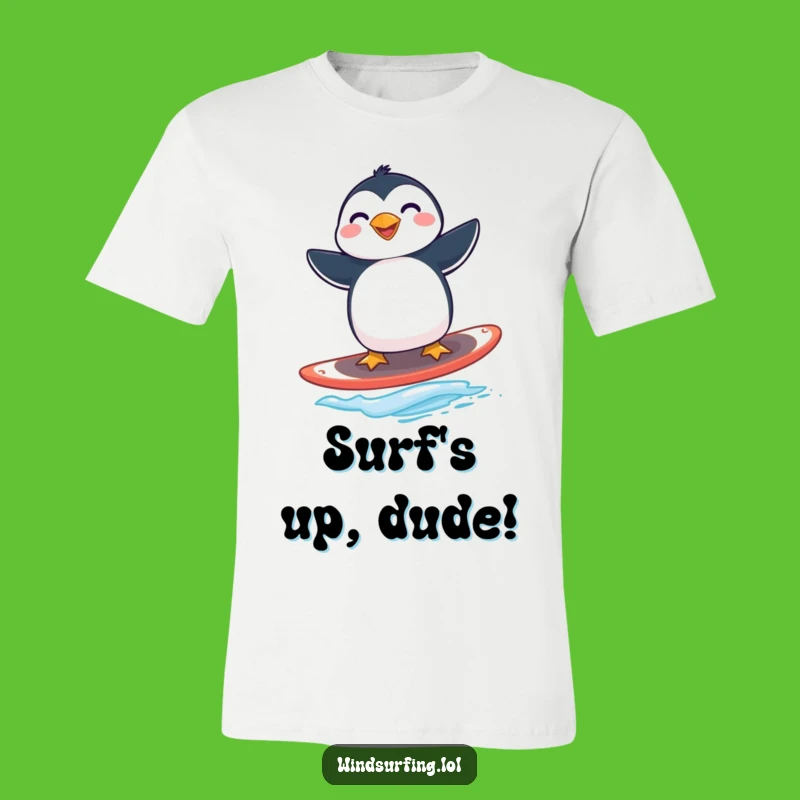 Funny Penguin Windsurfing T-Shirt - Cool & Comical Arctic Adventure Tee