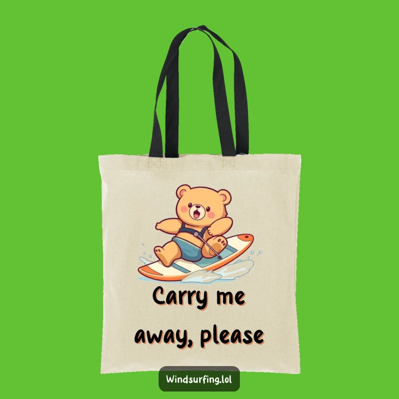 Funny Clumsy Bear Windsurfing Tote Bag: Carry Your Laughs Everywhere!