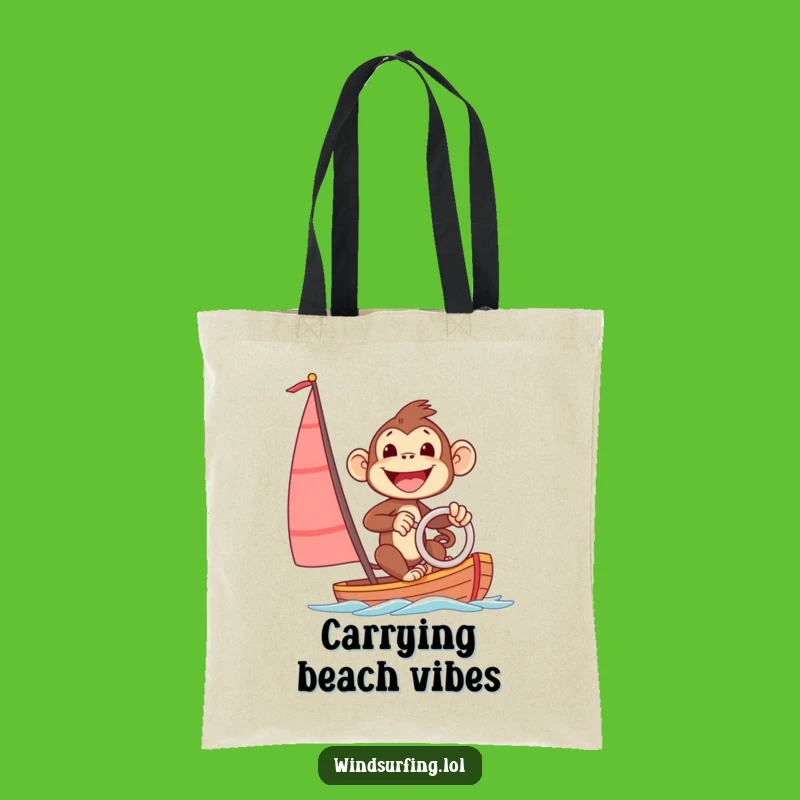 Funny Excited Monkey Tote Bag: Carry Your Beach Gear with Fun!