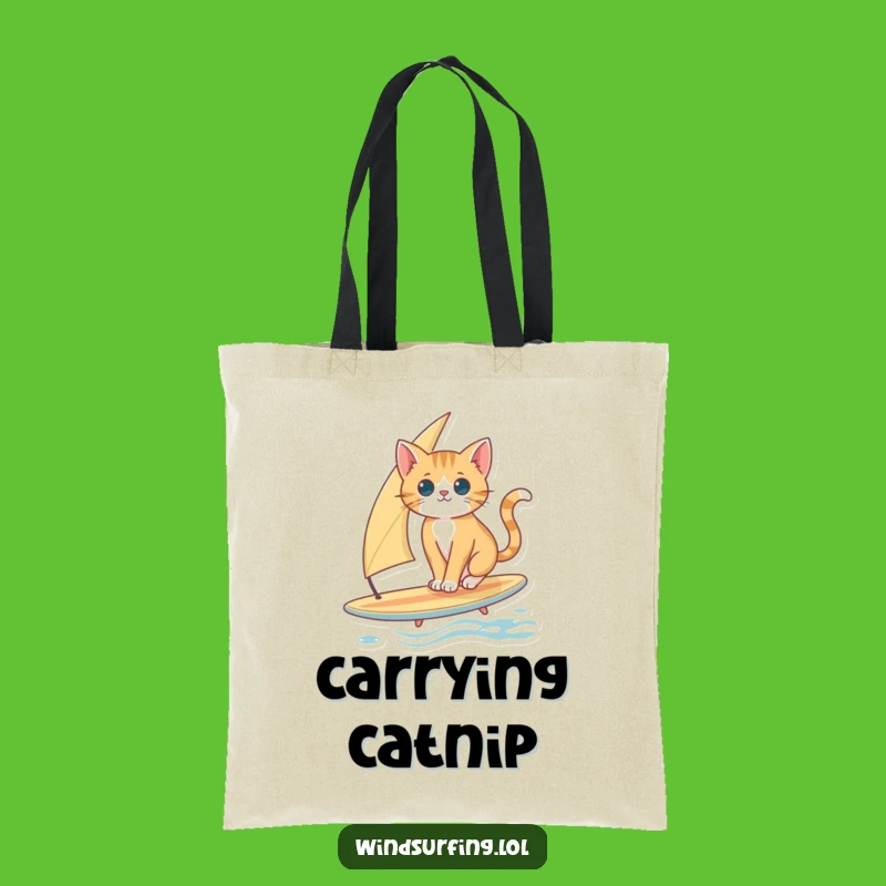Funny Cat Surfing Tote Bag: Carry Your Essentials with a Balancing Cat