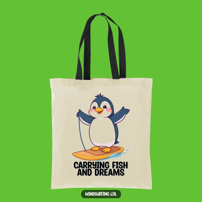 Funny Penguin Windsurfer Tote Bag: Carry Your Laughs in Style Anywhere