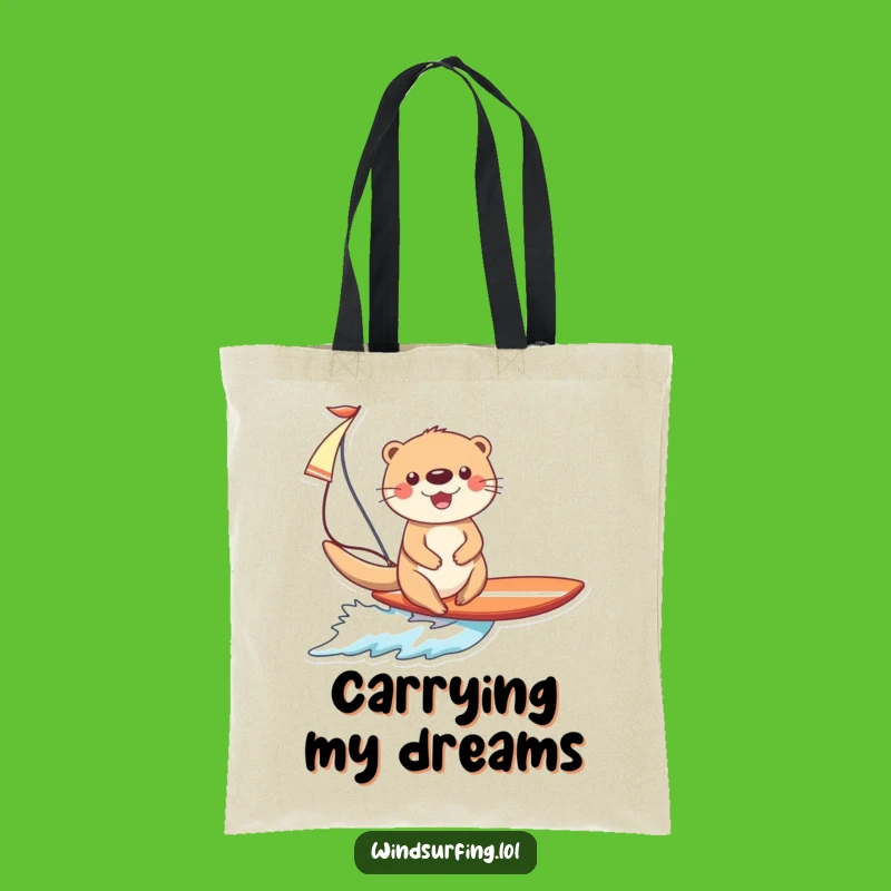 Funny Otter Surfing Tote Bag: Carry Your Laughs with this Happy Otter