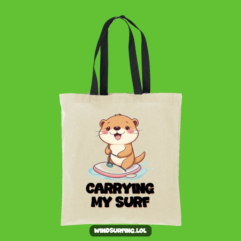 Funny Otter Windsurfing Tote Bag: Joyful Carry-All, Practical Funny Gift!