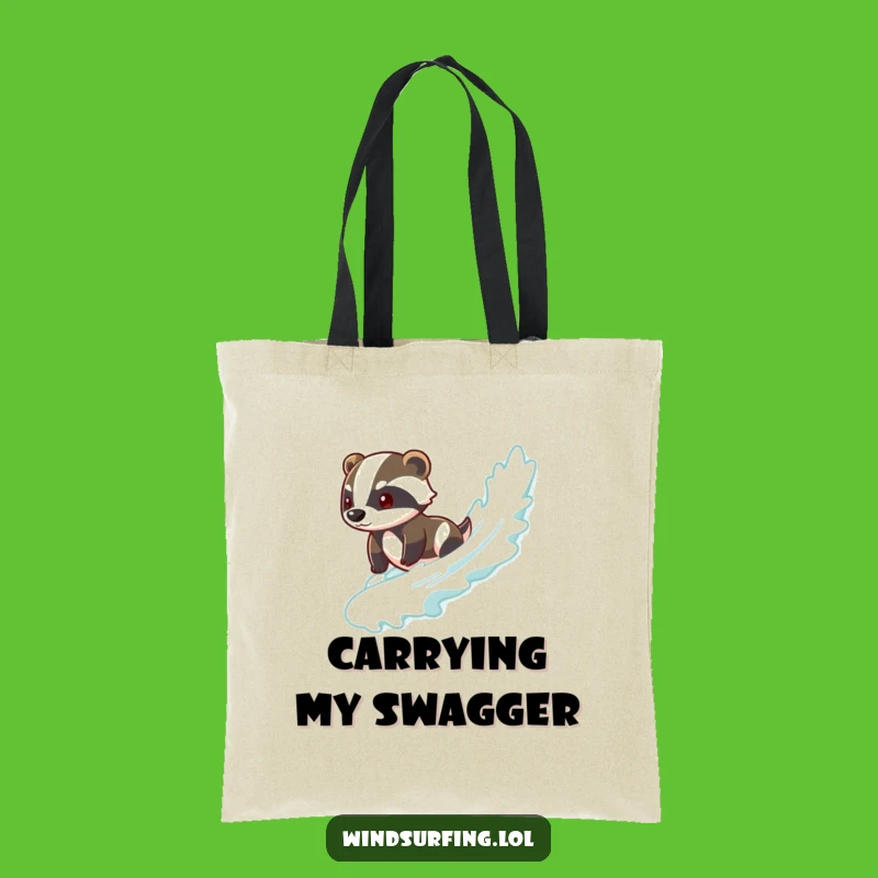 Funny Brave Badger Surf Tote Bag - Cool Canvas Bag, Ideal for Beach and Gifts