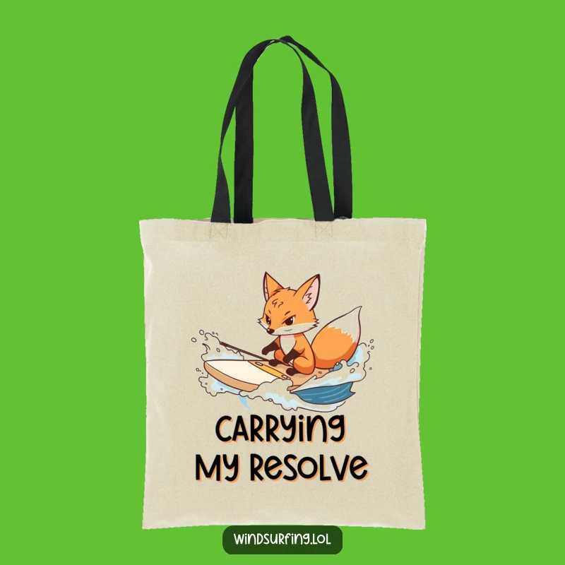 Funny Determined Fox Surf Tote Bag - Resilient Canvas Bag, Ideal for Daily Use