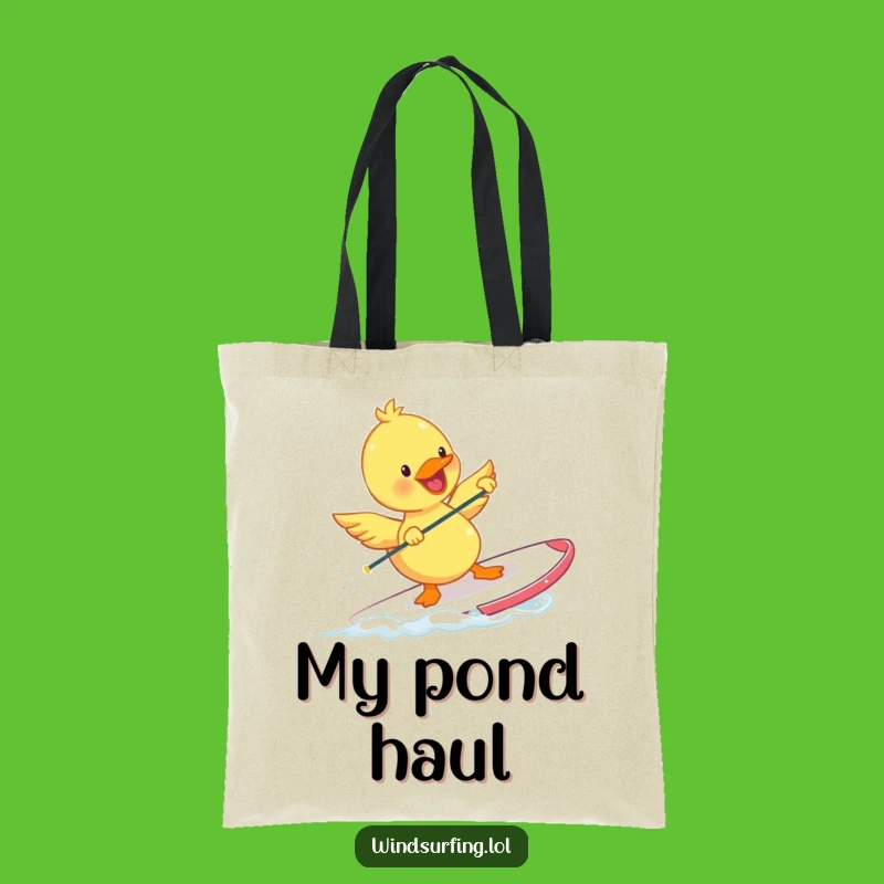 Funny Duckling Windsurfing Tote Bag: Carry Your Fun to the Beach!