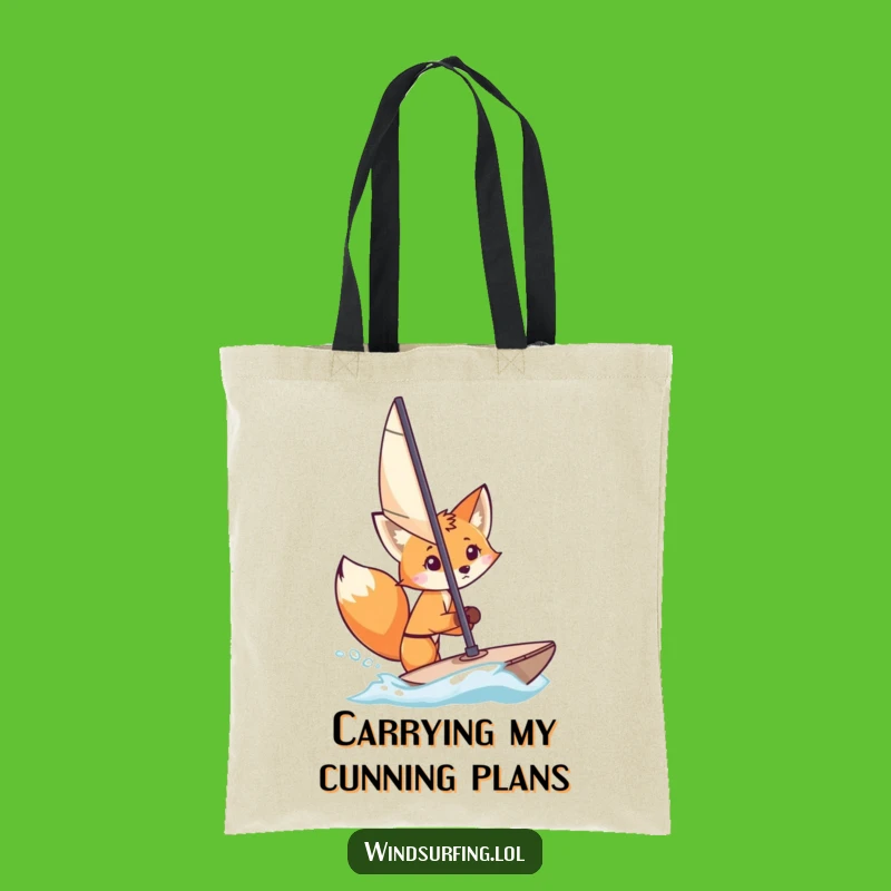Funny Fox Windsurfer Tote Bag: Curious Peeker - Humorous Gift Accessory