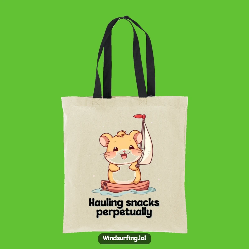 Funny Hamster Sailboat Tote Bag: Smiling Propulsion - Humorous Gift Accessory