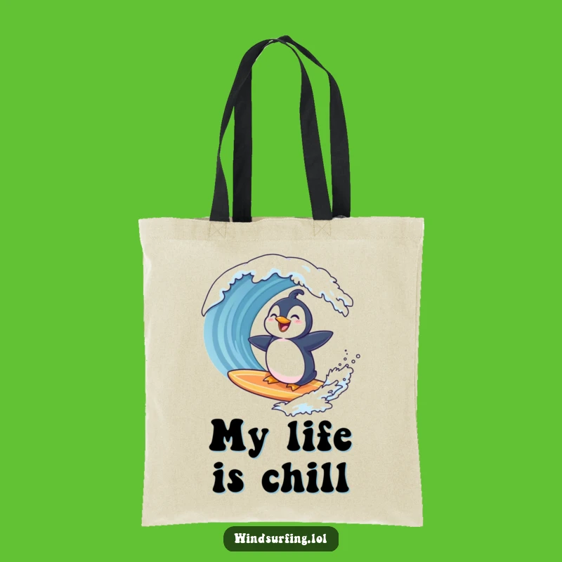 Funny Penguin Surfing Tote Bag: Carry Your Laughs with This Hilarious Beach Buddy