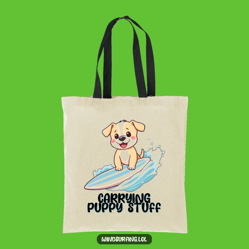Funny Puppy Surfing Tote Bag - Durable and Hilarious Accessory for Everyday Adventures