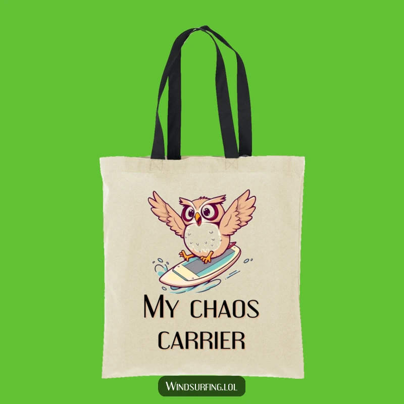 Funny Surprised Owl Windsurf Tote Bag: Epic Oopsie Bag, Practical Funny Gift