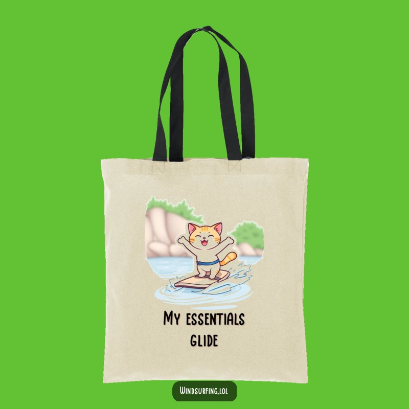 Funny Windsurfing Cat Tote Bag: Carry Your Essentials with Feline Flair and Humor