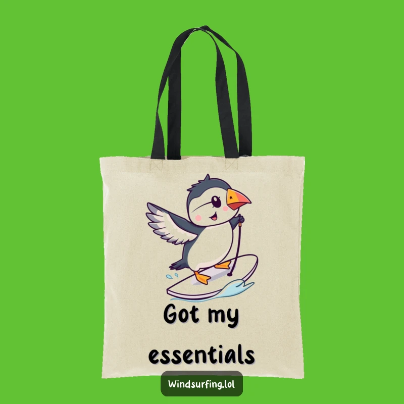 Funny Puffin Windsurfing Tote Bag - Carry Your Fun & Essentials