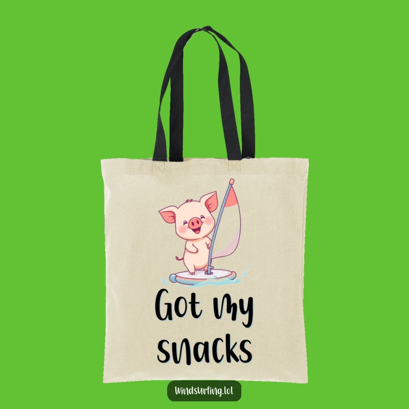 Funny Piglet Windsurfing Tote Bag - Charming and Hilarious Accessory for Daily Errands